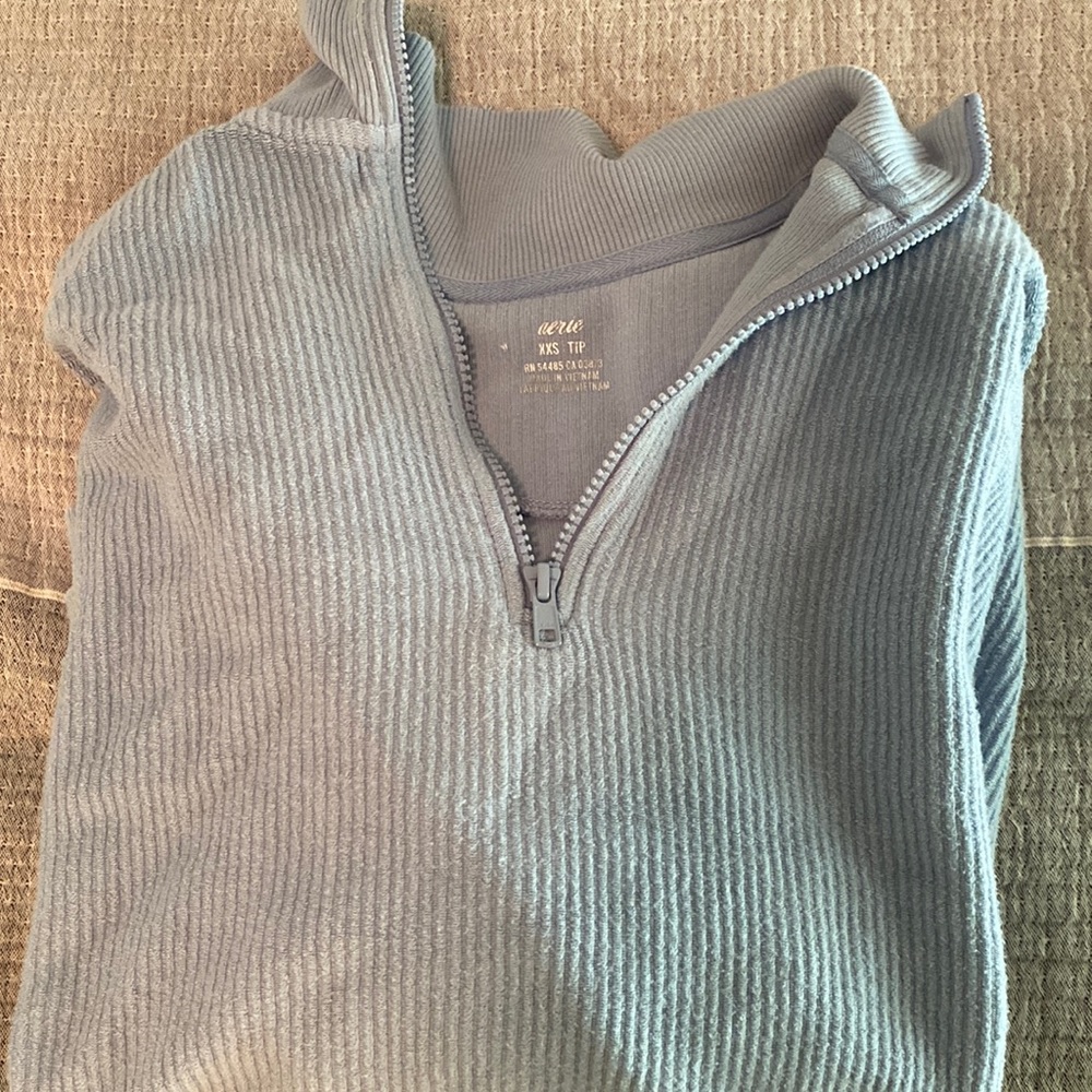 American Eagle oversized quarter zip ribbed sweater size XXS